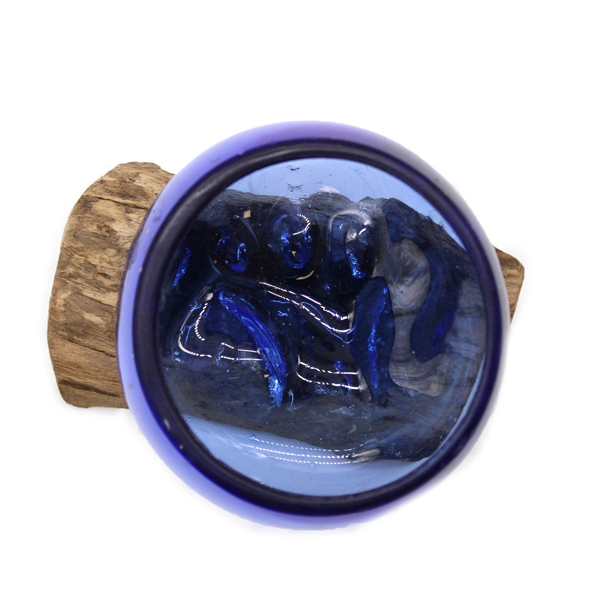 Molton Glass Mini Blue Bowl on Wood product image 4