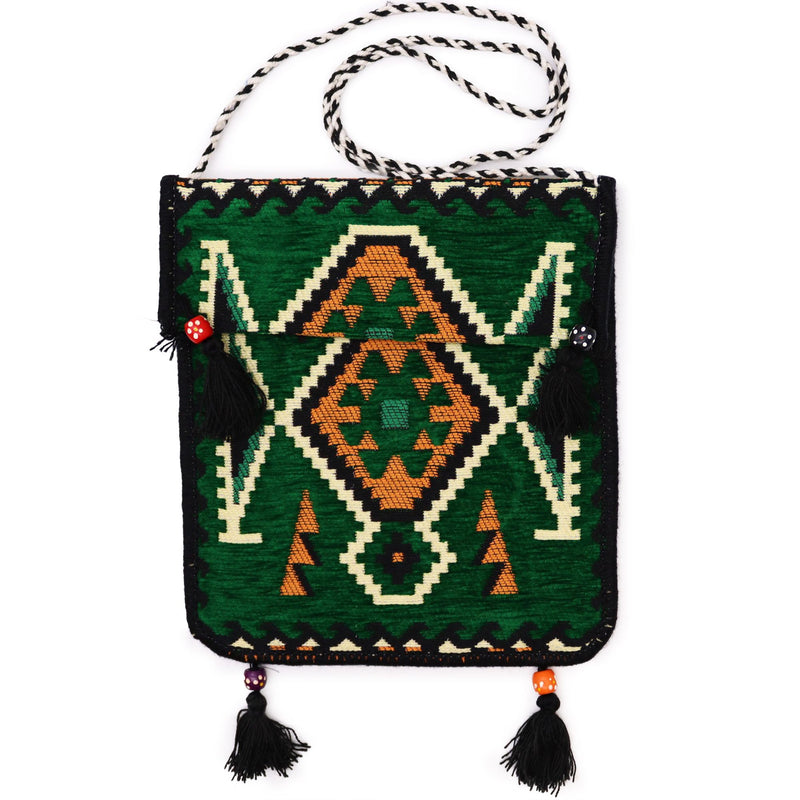 Emerald Green Kilim Messenger Festival Bag product image