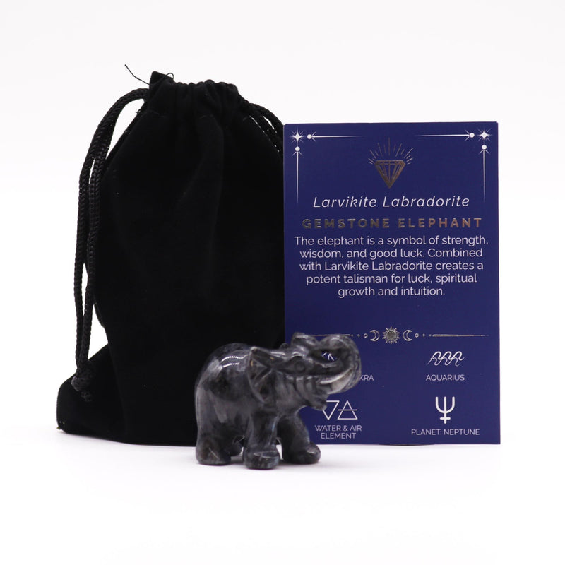 Gemstone Lucky Elephant - Larvikite Labradorite product image
