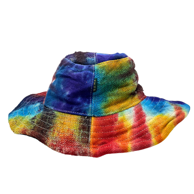 Patched and Wired Hemp & Cotton Boho Festival Hat - Tiedye product image