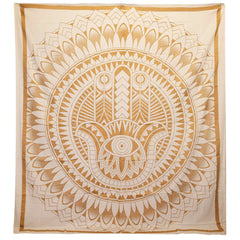 Double Cotton Bedspread + Wall Hanging - Hamsa - White Gold product image 2