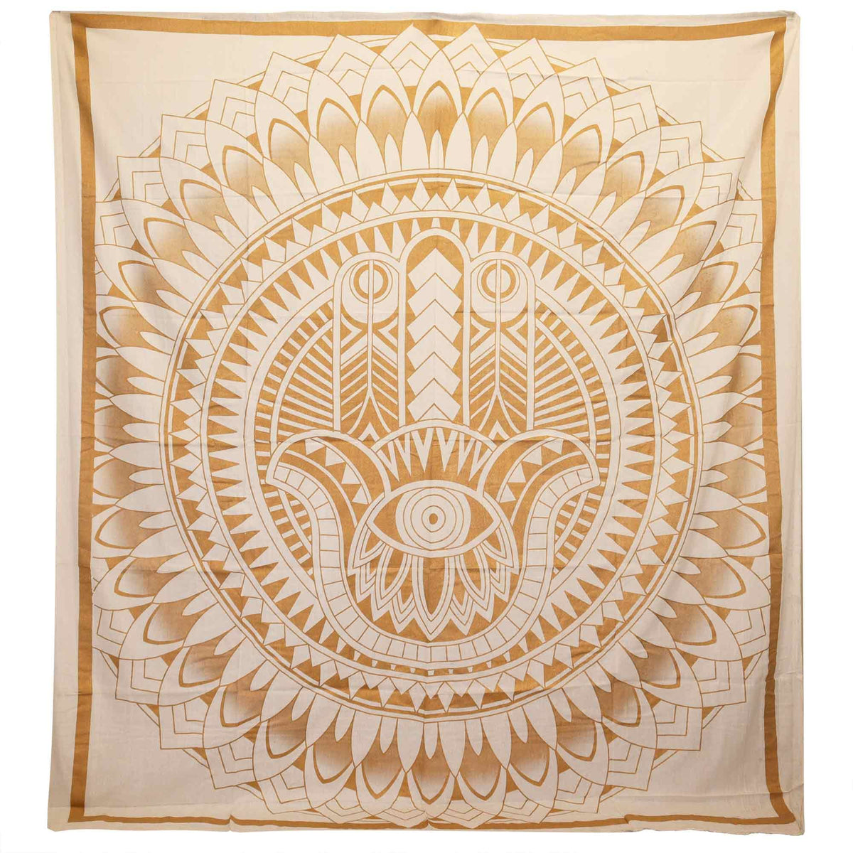 Double Cotton Bedspread + Wall Hanging - Hamsa - White Gold product image 2
