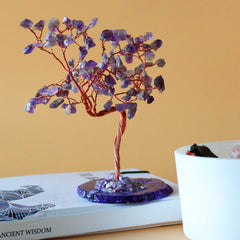 Lrg Gemstone Tree - Amethyst on Natural Agate Base (100 stones) product image