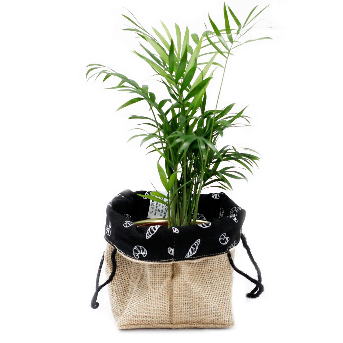 Natural Jute Cotton Gift Bag - Black Lining - Medium - product image 3