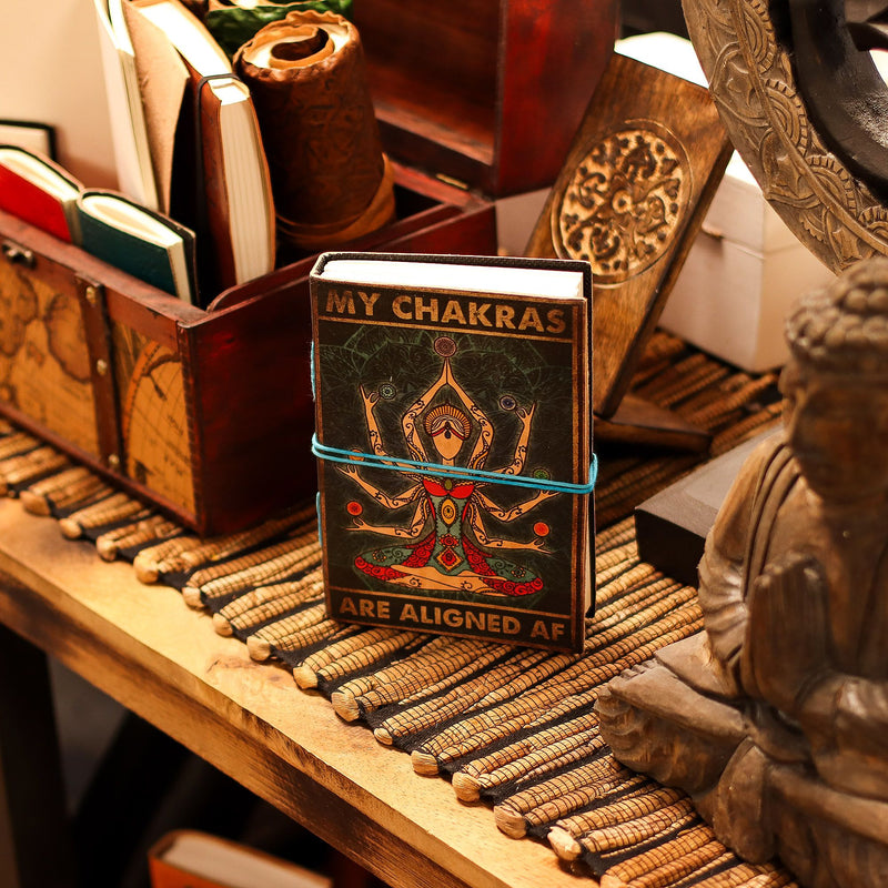 Leather Printed Notebook – My Chakras Are Aligned AF - 17.8×12.7 cm product image