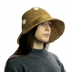 Nomad Sari Floppy Straw Sun Hat - Coffee & Daisies product image 2