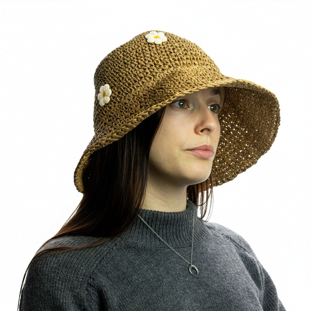 Nomad Sari Floppy Straw Sun Hat - Coffee & Daisies product image 2