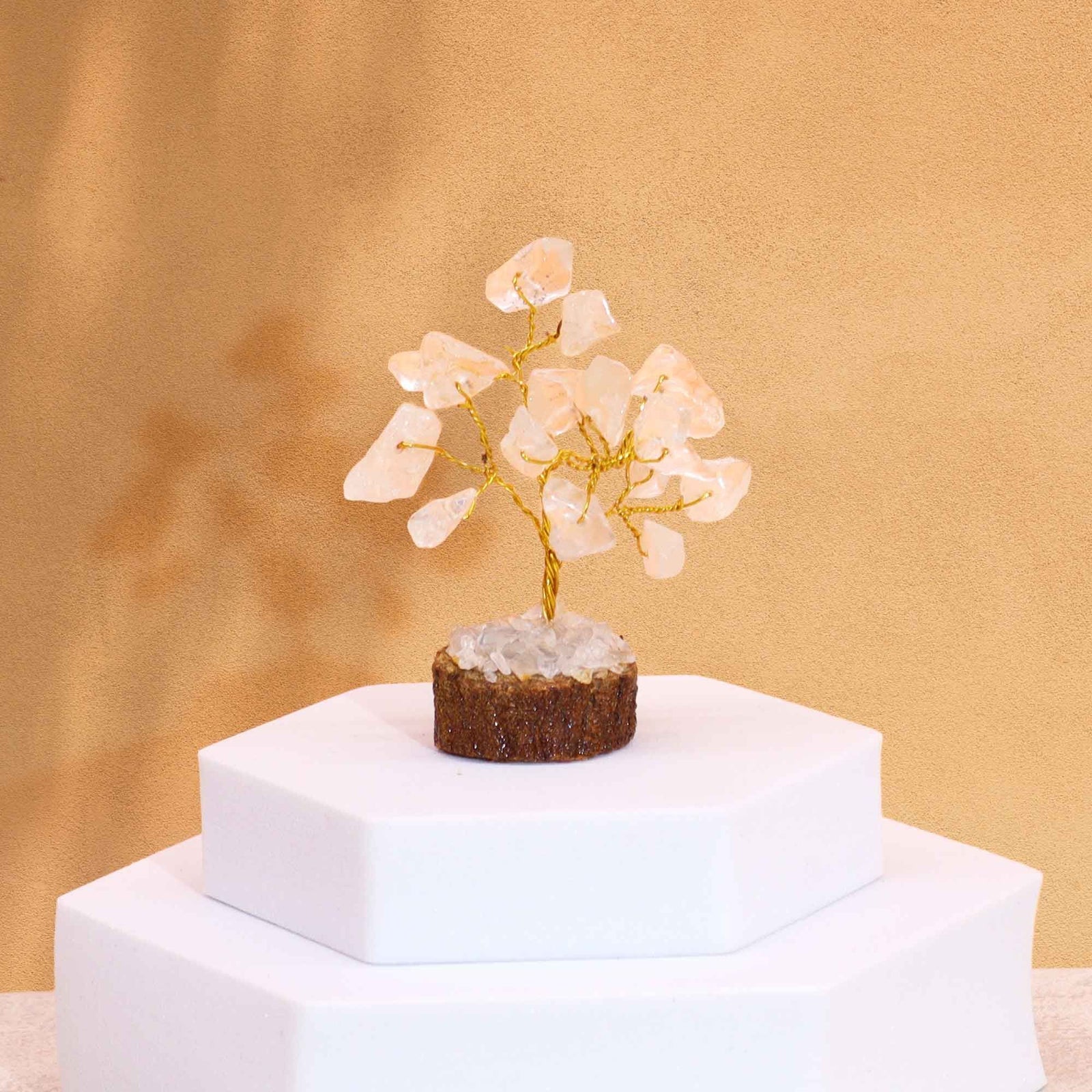 Mini Gemstone Tree On Wood Base - Rock Quartz (15 stones) product image