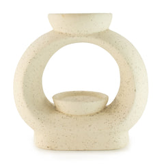 Ceramic Zen Oil Burner - Large Oval Pebble - Speckled Off-White product image