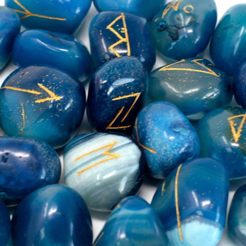 Runes Stone Set in Pouch - Blue Onyx product image