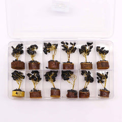 Mini Gemstone Tree On Wood Base - Black Agate (15 stones) product image 6