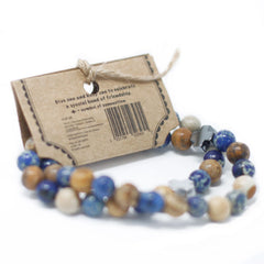 Set of 2 Gemstones Friendship Bracelets - Eternity - Leopard Skin Jasper & Lava Stone product image 13