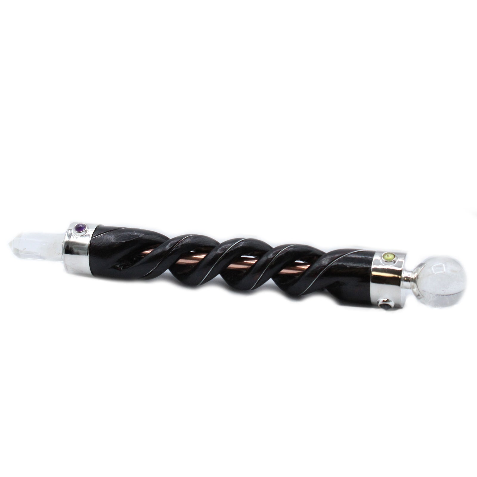Spiral Carving Healing Wand - Copper Pipe Rock Quartz product image
