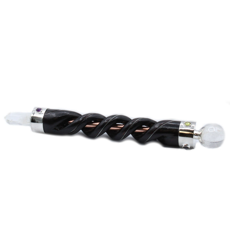 Spiral Carving Healing Wand - Copper Pipe Rock Quartz product image