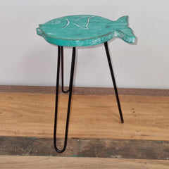 Albasia Wood Fish Stand - Turquoise product image 2
