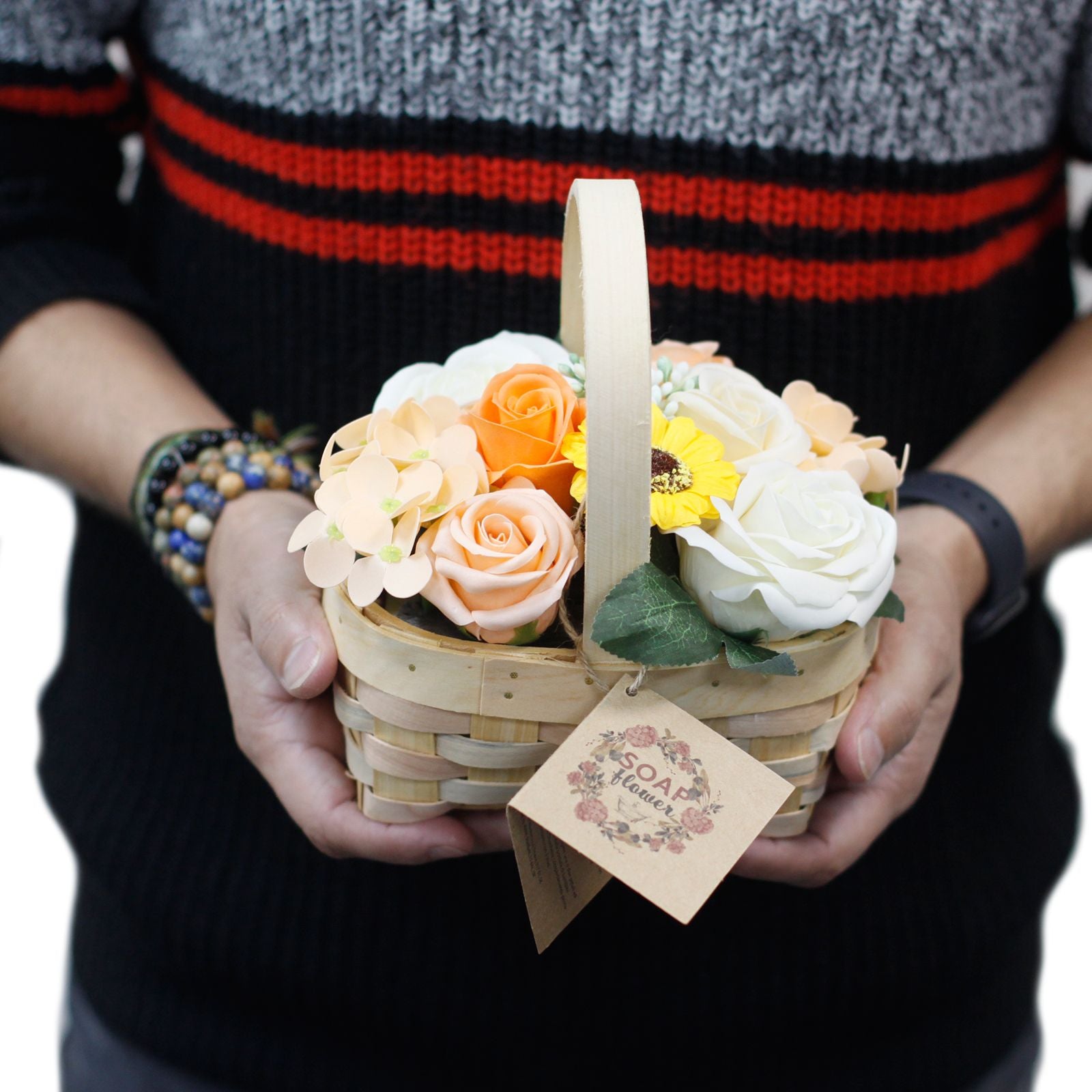 Medium Orange Bouquet in Wicker Basket product image