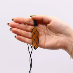 Laced Gemstone Flat Point Pendant - Golden Quartz product image 3
