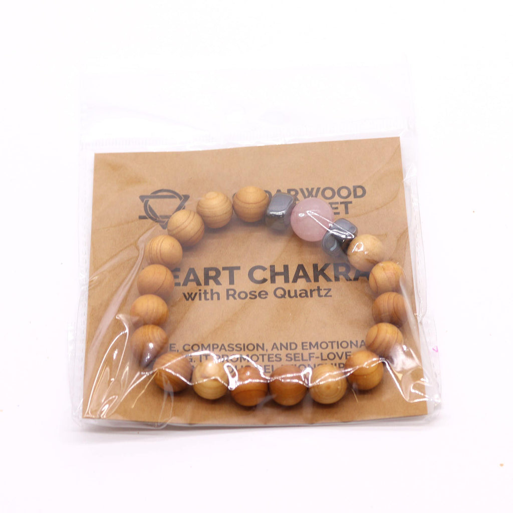 Cedarwood Heart Chakra Bangle with Rose Quartz product image 2