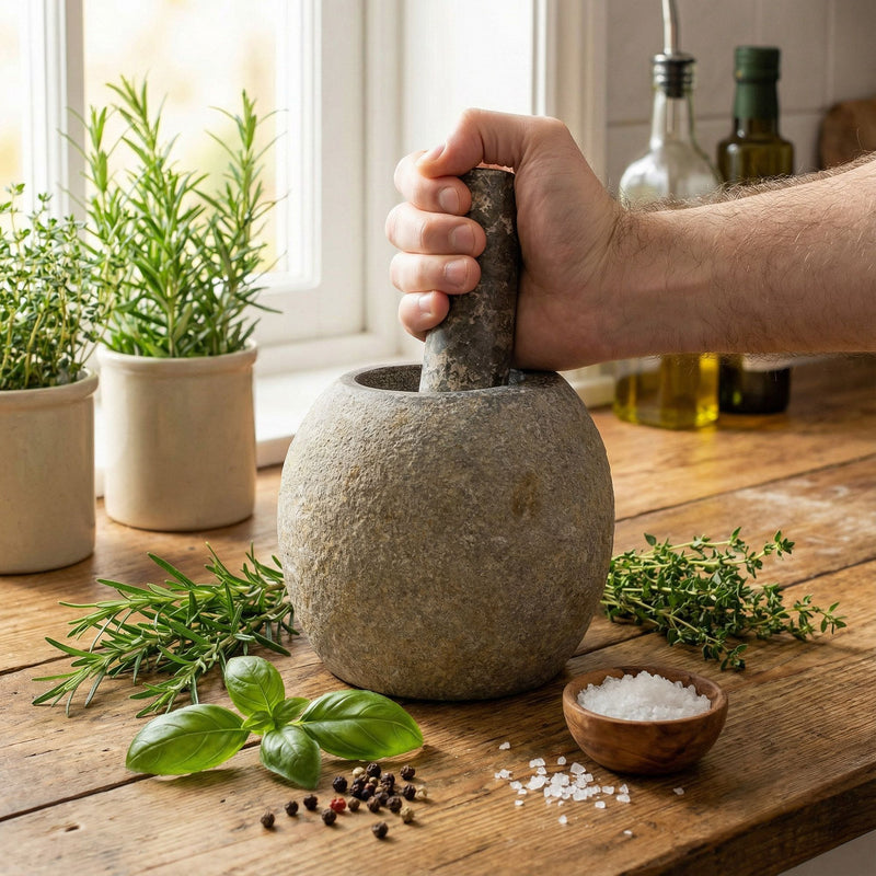 Natural Riverstone Decorative Pestle & Mortar- Large (aprox 15x12cm) product image