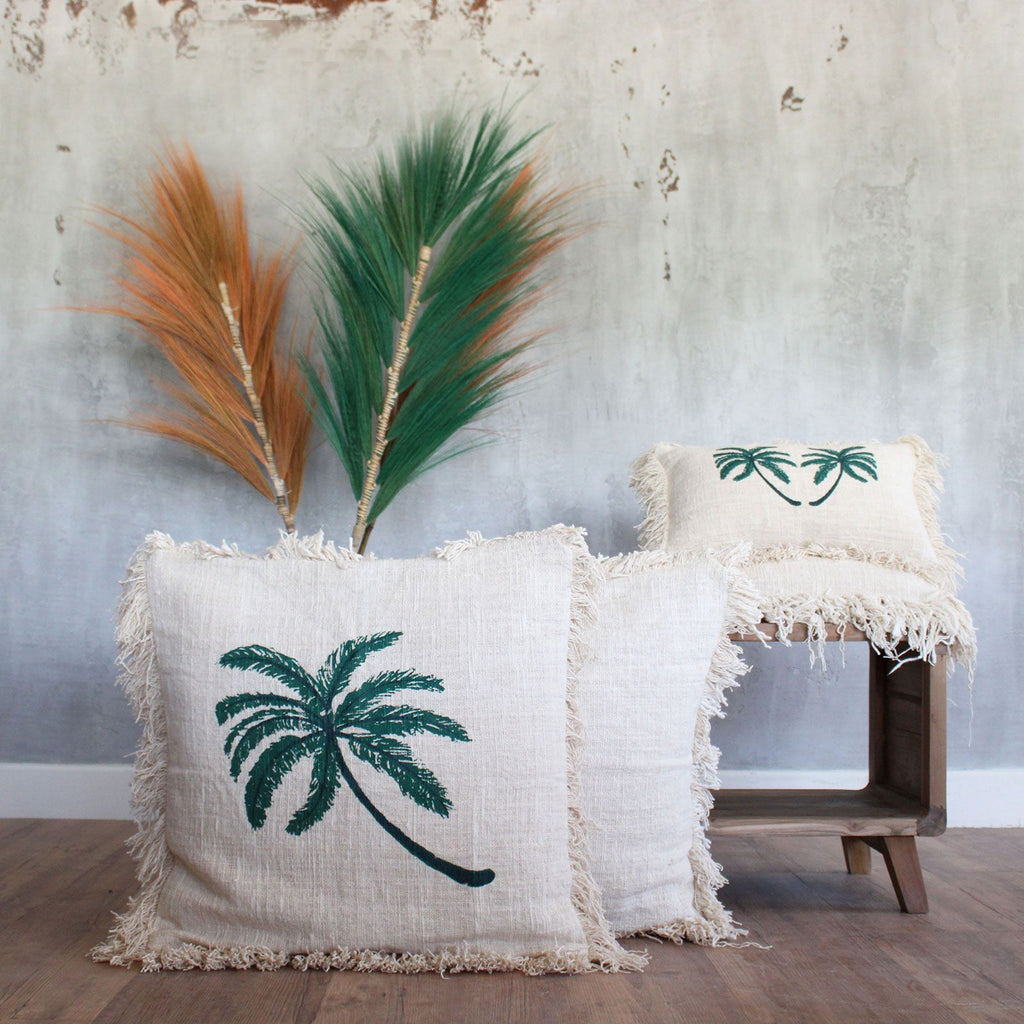 Linen Cushion Cover 45x45cm Palm Tree with Fringe product image 4