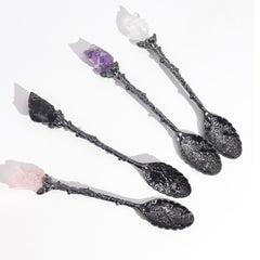 Set of 7 Dark Silver Gemstone Crystal Witch Spoons product image 3