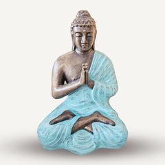 Med Large Turquoise & Gold Praying Buddha Statue - 1.2m Tall product image 2