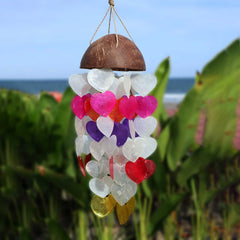 Coconut & Capiz Windchimes - Big Hearts - 40cm product image 2