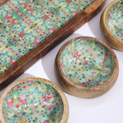 Mango Wood Tray with 3 Bowls - Mediterranean Tile pattern product image 5