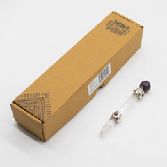 Celestial Prism Wand - Amethyst Moving Crystal Sphere Quartz Stem - 12cm product image 5
