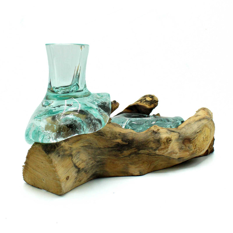 Molten Glass Small Flower Vase and Tealight Holder on Wood product image