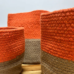 Set of 3 Cotton Rope Storage Baskets - Orange product image 3