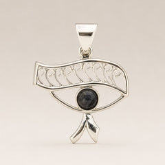 Indian Devotional Pendant - Silver Plated (45cm Cord)- Cleopatra Eye - Iolite product image