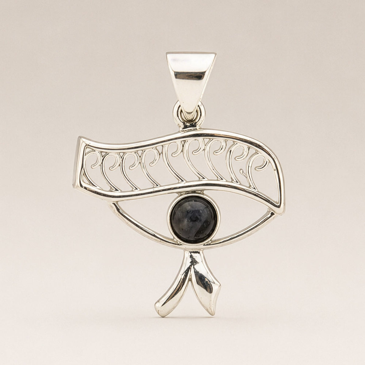 Indian Devotional Pendant - Silver Plated (45cm Cord)- Cleopatra Eye - Iolite product image