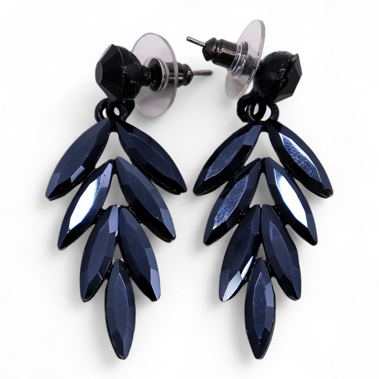 Jet Black - Vintage Glass - Long Drop - Earrings product image