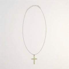 Indian Devotional Pendant - Silver Plated (45cm Chain)- Peridot Crucifix product image 4