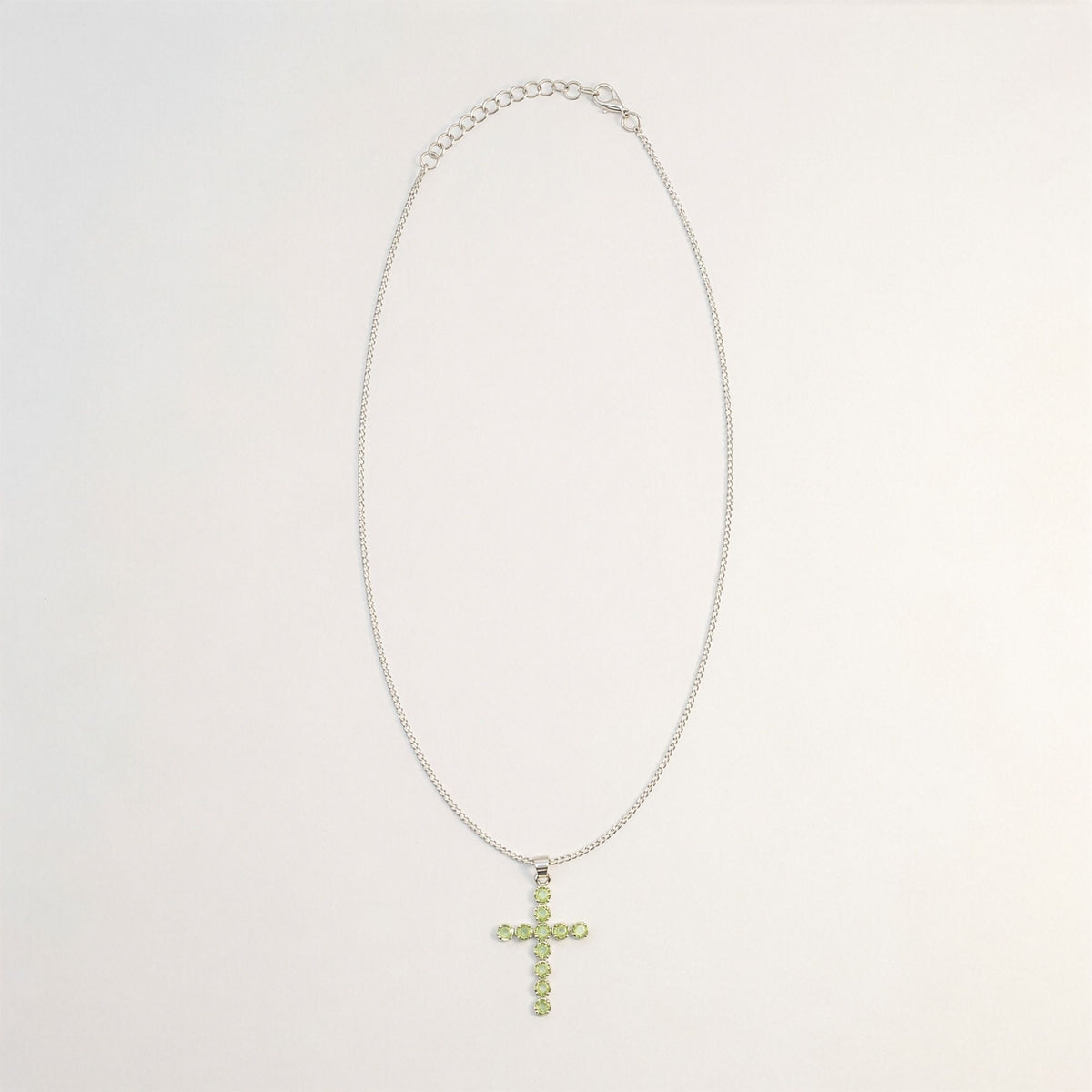 Indian Devotional Pendant - Silver Plated (45cm Chain)- Peridot Crucifix product image 4