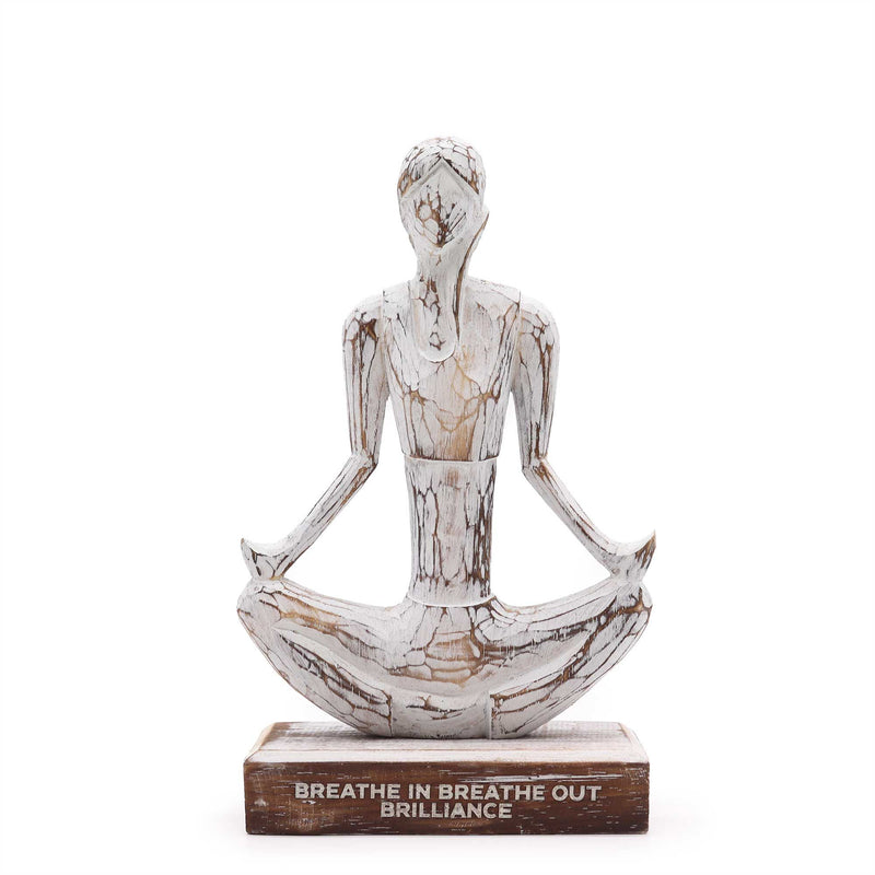 Wooden Yoga Lady - Whitewash - Easy Pose - "Breathe in Breathe out Brilliance" product image
