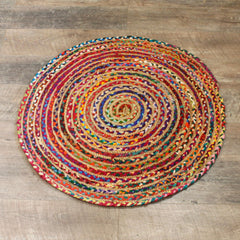 Round Jute and Recycled Cotton Rug - 90 cm product image 6