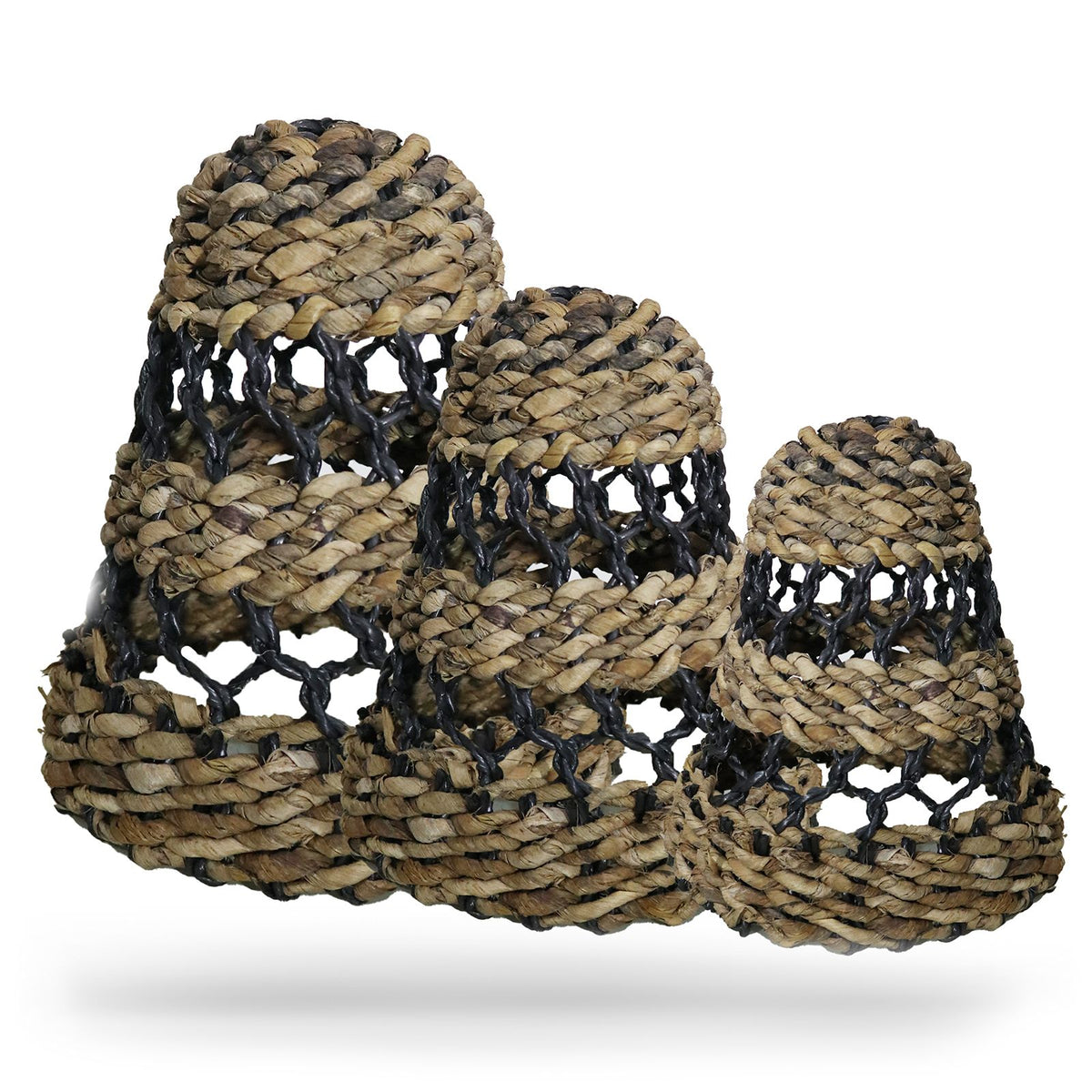 Natural Banana Leaf & Hitam Raffia Lamp Shades - Set of 3 product image 4
