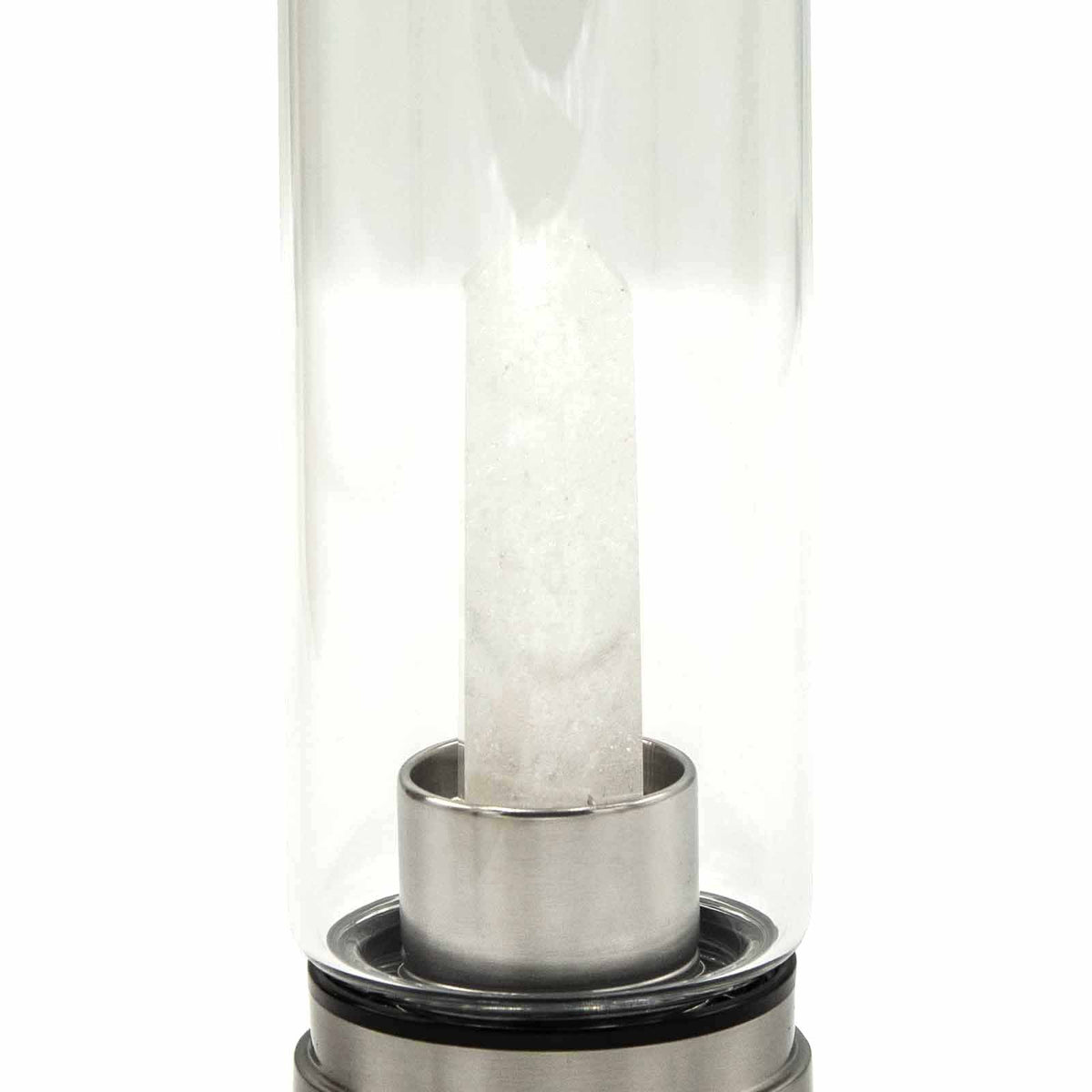 Crystal Infused Glass Water Bottle - Cleansing Clear Quartz - Obelisk - product image 4