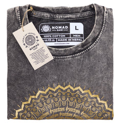 Nomad Sari Stonewashed Cotton T-Shirt – Mandala – Dark Grey – Large product image 3