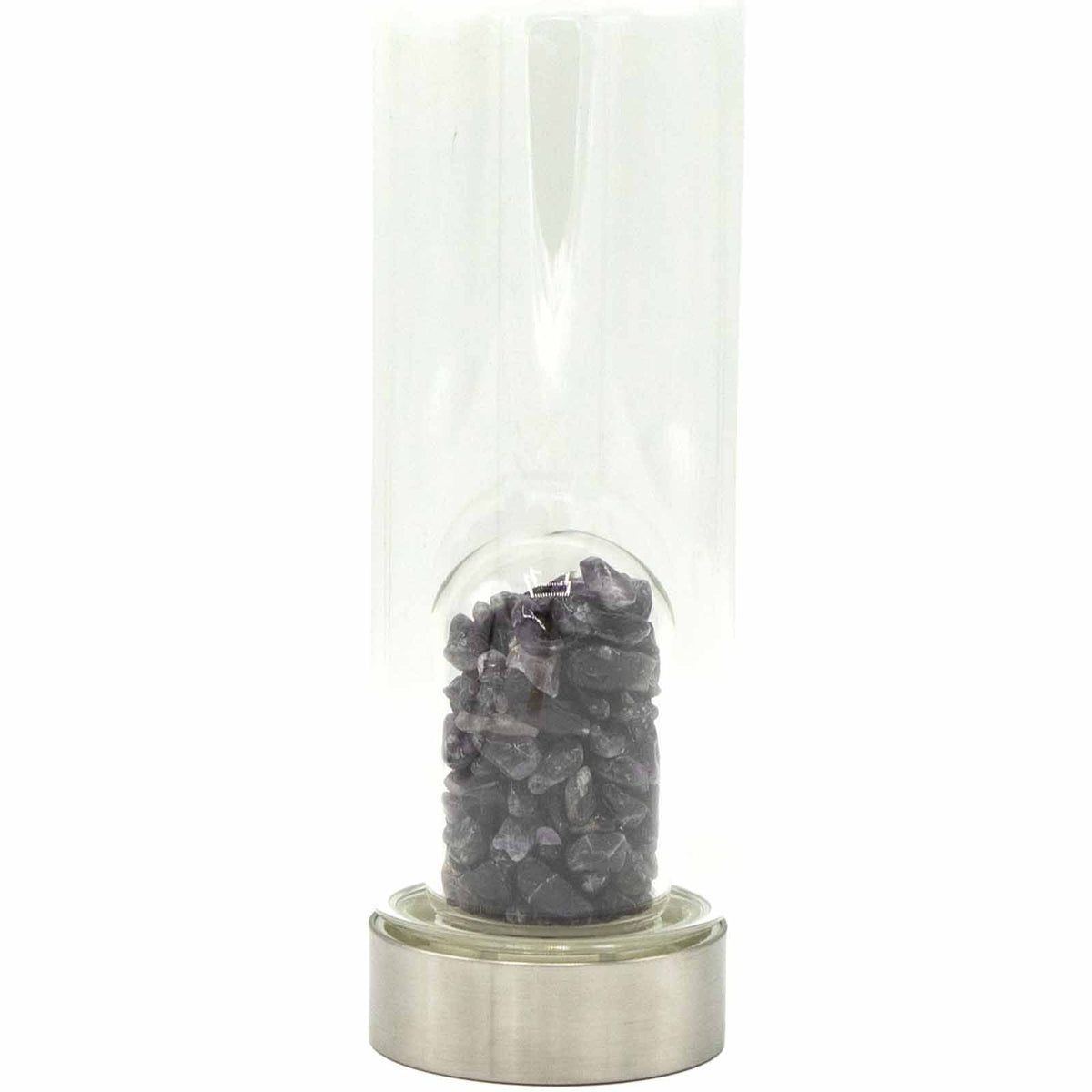 Crystal Infused Glass Water Bottle - Relaxing Amethyst - Chips - product image 2