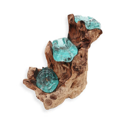 Molton Glass Triple Candle Holder on Wood product image 2