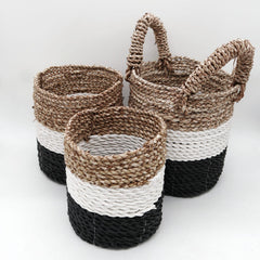 Seagrass Basket Set - Dark Grey / White / Natural product image 3