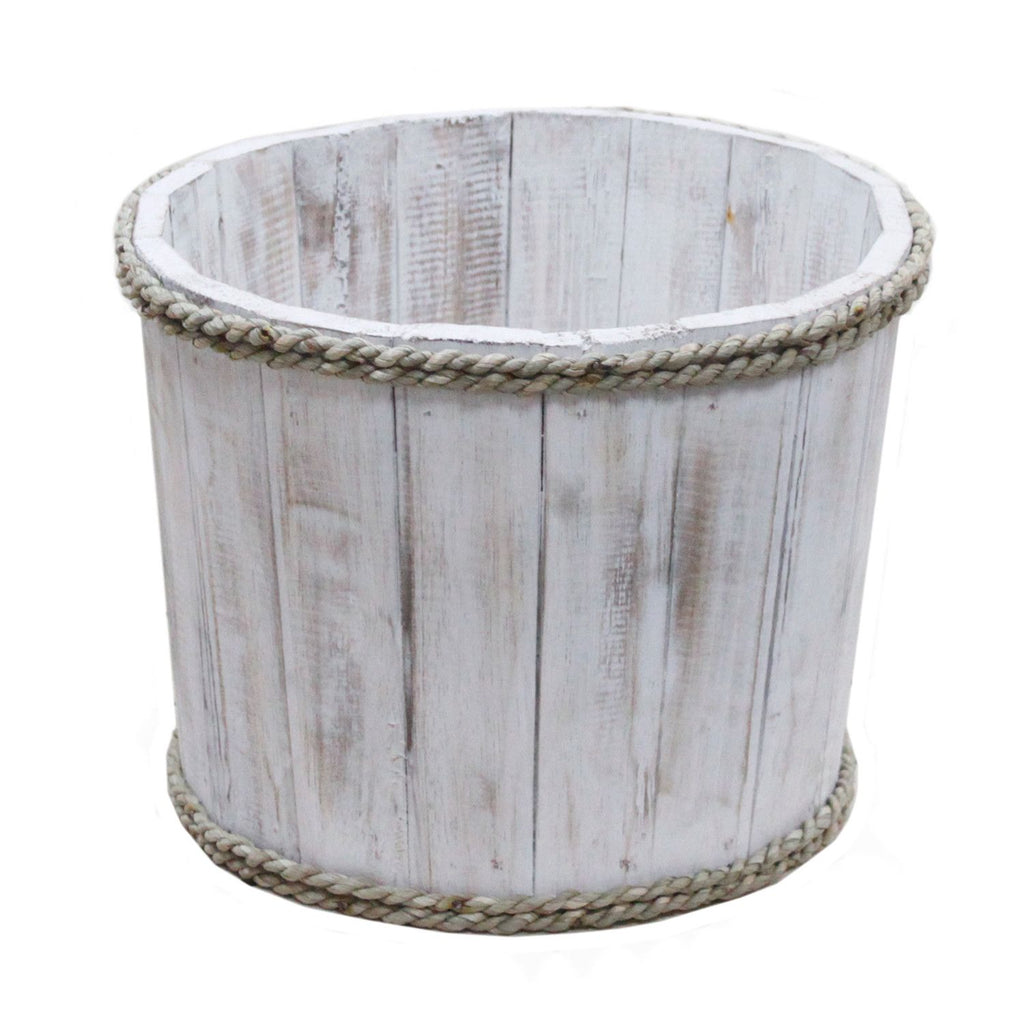Small Wooden Storage Tub – Whitewash product image