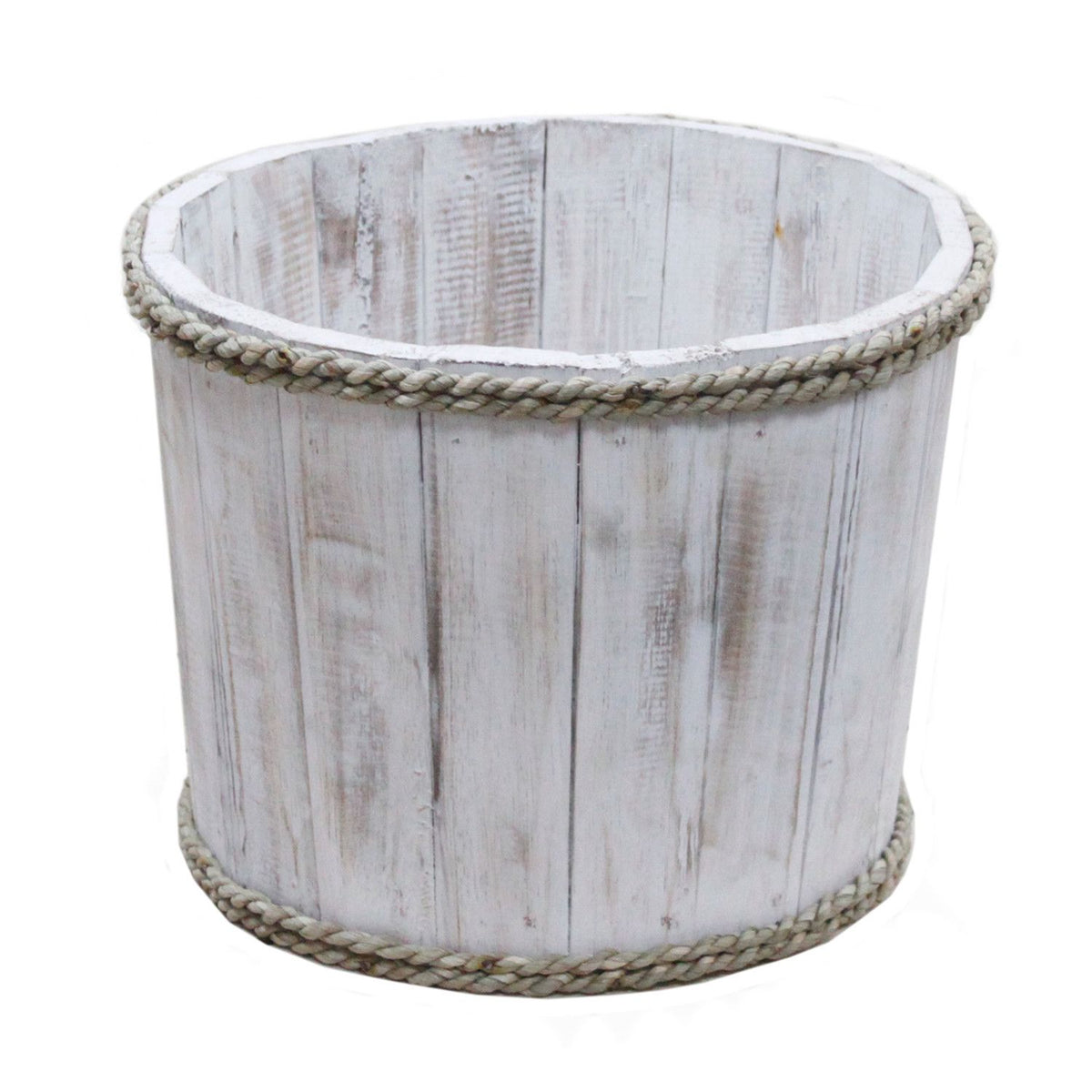 Small Wooden Storage Tub – Whitewash product image