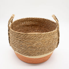 Straw & Seagrass Large Baskets - Natural & Orange- Set of 3 product image 4