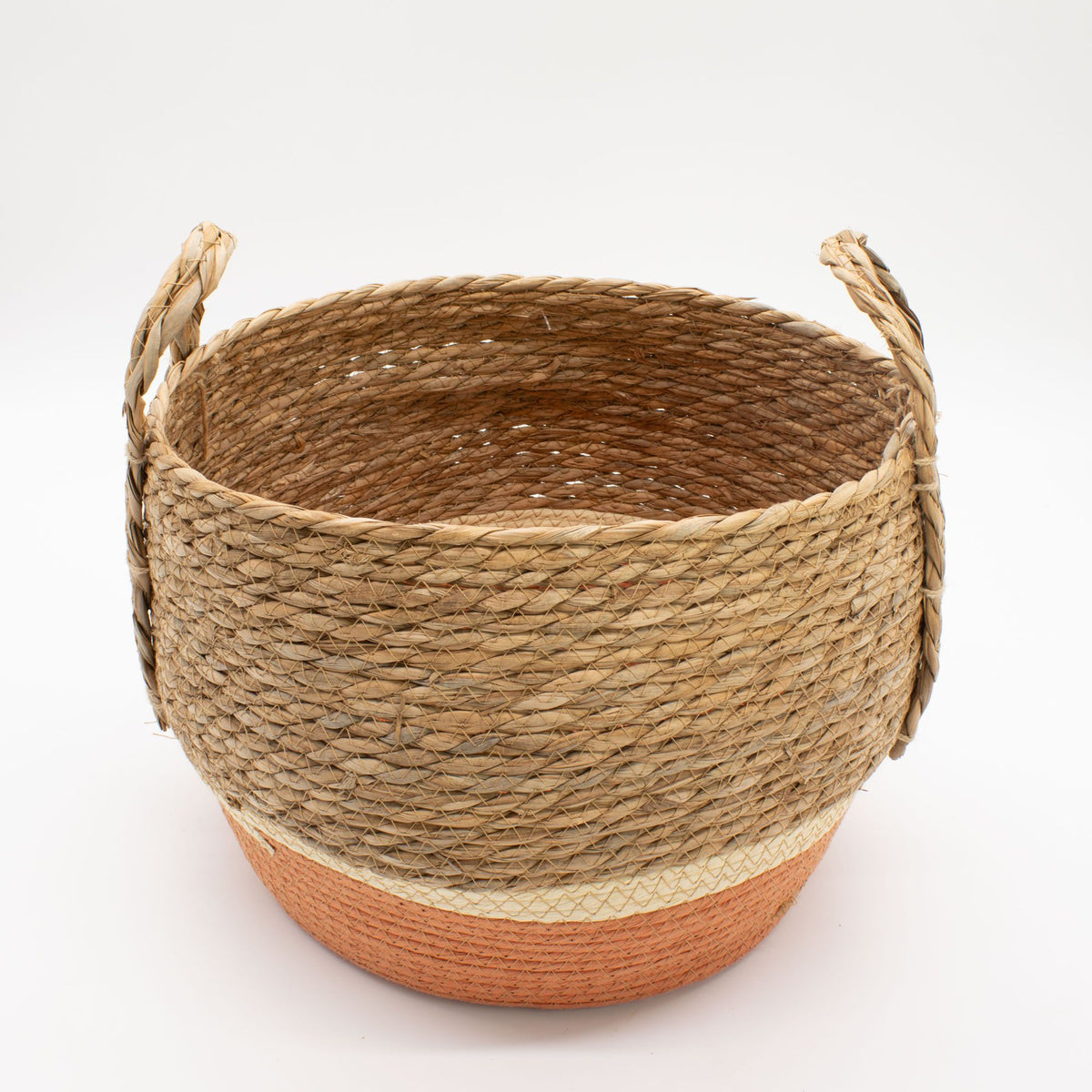 Straw & Seagrass Large Baskets - Natural & Orange- Set of 3 product image 4
