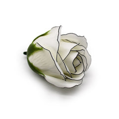 Craft Soap Flowers - Med Rose - Ivory With Black Rim product image 3