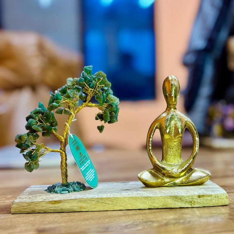 Gemstone Yoga Garden - Padmasana Pose - Green Aventurine - Tilted Tree - 100 chipstones product image